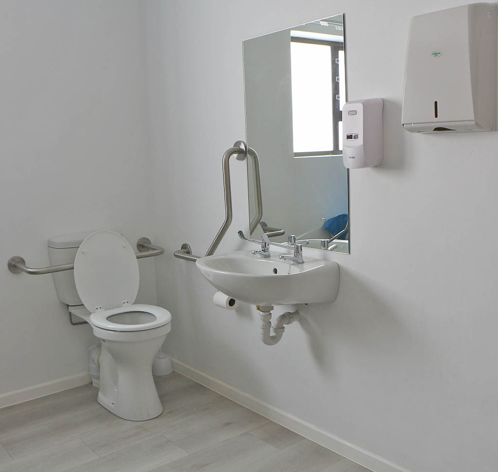 Frail care bathroom toilet and basin